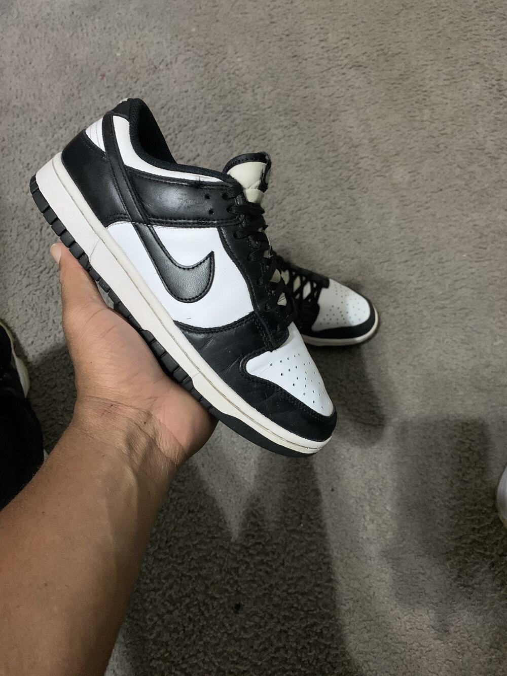 Size 6y- Nike Dunk Low Shoes Youth Black White Leather Panda Sneakers CW1590-100
